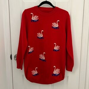Red Swan Patterned Women's Sweater